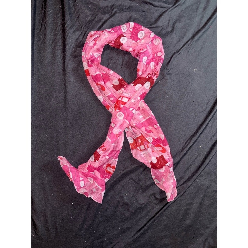 Valentine's Day Scarf Womens Pink XOXO Hearts Truck Print Lightweight rectangle